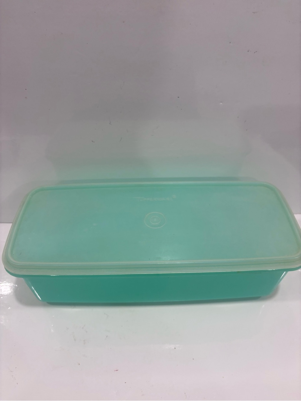 Vintage Tupperware rectangular cake brownie keeper aqua #782-2 w/lid 784-4